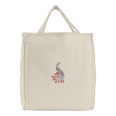 Peacock Fantasy Tote Embroidered Bags by Embroidery4U
