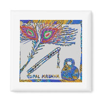 Peacock Feather and Flute - Hare Krishna magnets