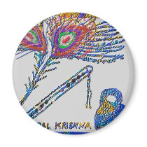 Peacock Feather and Flute - Hare Krishna magnets