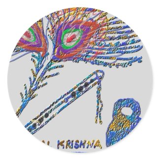 Peacock Feather and Flute - Hare Krishna sticker
