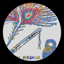 Peacock Feather and Flute - Hare Krishna stickers