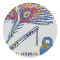 Peacock Feather and Flute - Hare Krishna stickers by doonagiri Peacock Feather and Flute - Hare Krishna stickers