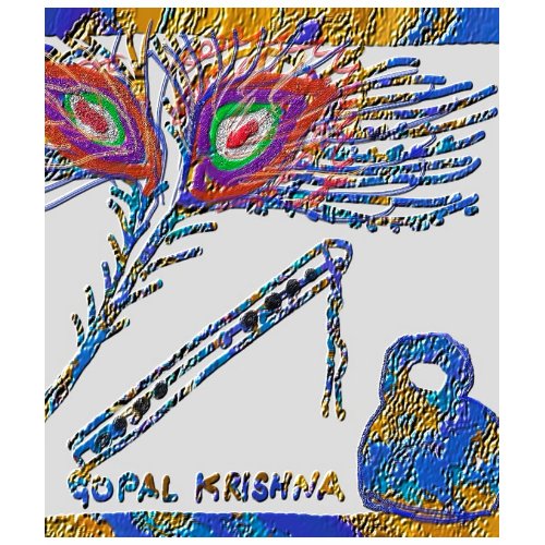 Peacock Feather and Flute - Hare Krishna shirt