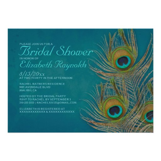 Peacock Feather Bridal Shower Invitations