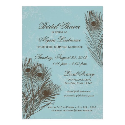 Peacock Feather Bridal Shower Personalized Invites