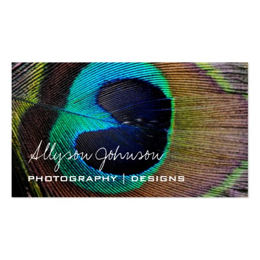 Peacock Feather Business Cards (front side)
