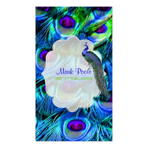 Peacock feather business cards, dark gray