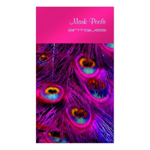 Peacock feather business cards/hot pink