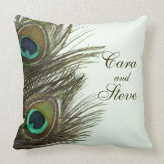 Peacock Feather Customizable Pillow