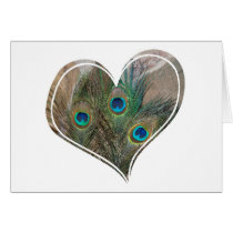 Peacock Feather Double Heart Cards