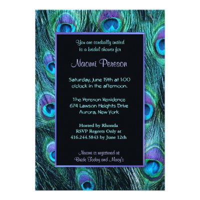 Peacock Feather Drama - Bridal Shower Custom Announcement