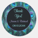 Peacock Feather Drama -Thank You Seal - Customize Round Stickers