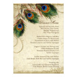 Peacock & Feather Elegant Matching Dinner Menu Invites