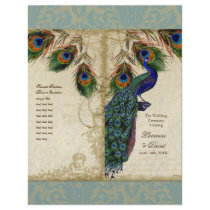 Peacock & Feather Elegant Matching Wedding Program Flyer Design