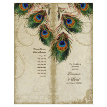 Peacock & Feather Elegant Matching Wedding Program Flyer Design