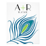 Peacock Feather Flat Notecard Personalized Announcements