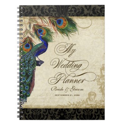 Wedding Planner Journal on Peacock   Feather Formal Wedding Planner Journal By Vintageweddings