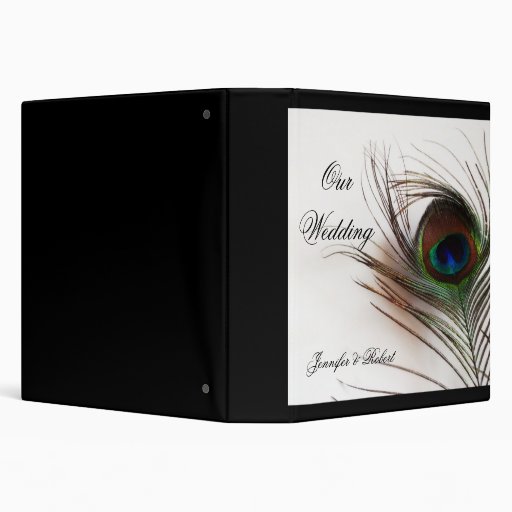 Peacock Feather Glamor Wedding Album 3 Ring Binder