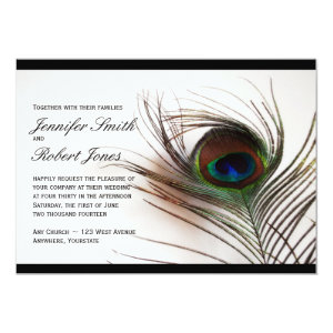 Peacock Feather Glamor Wedding Invitation 5