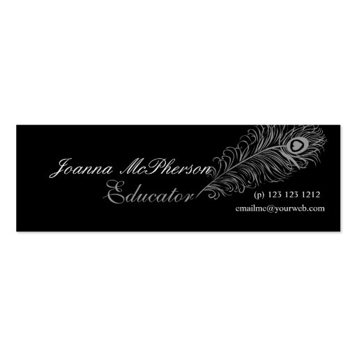 Peacock Feather Gray Business Card Template (front side)