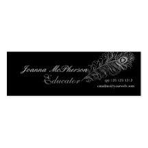 Peacock Feather Gray Business Card Template