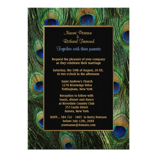 Peacock Feather Green- Photo Wedding Invitation