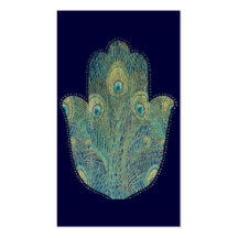 Peacock Feather Hamsa Business Card Template