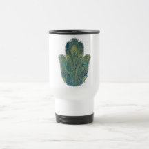 Peacock Feather Hamsa Coffee Mugs