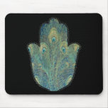 Peacock Feather Hamsa Mousepad