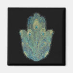 Peacock Feather Hamsa Refrigerator Magnets
