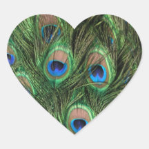 Peacock Feather Heart Sticker