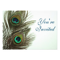 Peacock Feather Invitaiton Personalized Invite