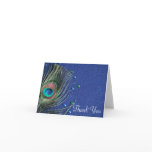 Peacock Feather Jewels Blue Thank You cards
