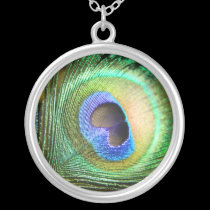Peacock Feather Love Heart Necklace necklaces
