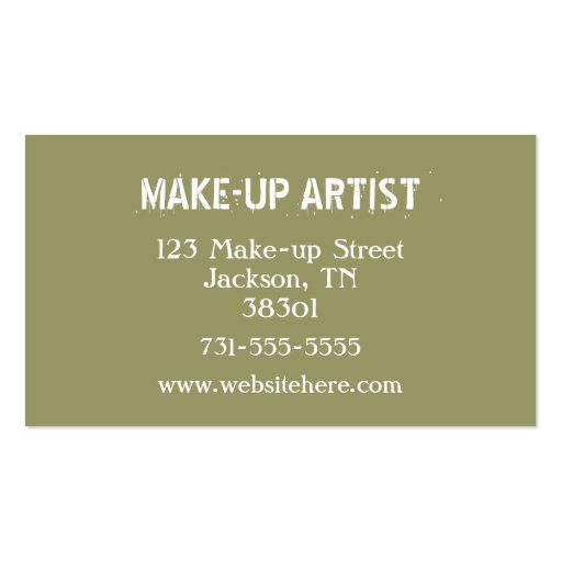 Peacock Feather Make-up Artist Business Cards (back side)