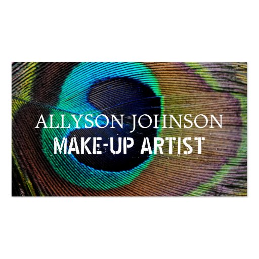 Peacock Feather Make-up Artist Business Cards