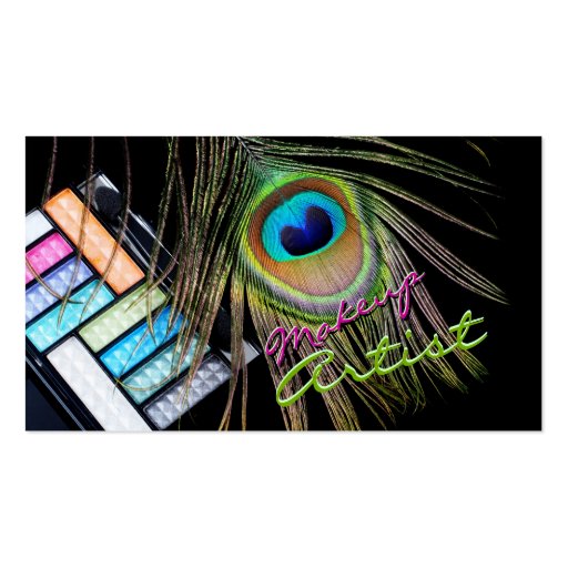 Peacock Feather Makeup Artist Business Card (front side)