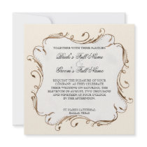 Peacock Feather n Swirls - Wedding Invitation