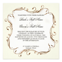 Peacock Feather n Swirls - Wedding Invitation