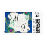 Peacock Feather n Swirls - Wedding Love Postage