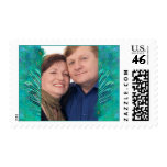 Peacock feather ornate photo anniversary postage