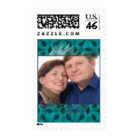 Peacock feather ornate photo anniversary postage