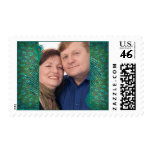 Peacock feather ornate photo anniversary postage