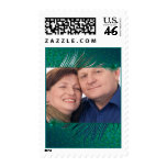 Peacock feather ornate photo anniversary postage
