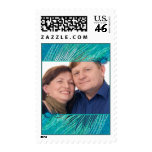 Peacock feather ornate photo anniversary postage