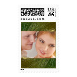 Peacock feather ornate wedding photo postage