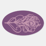 Peacock Feather Oval Stickers