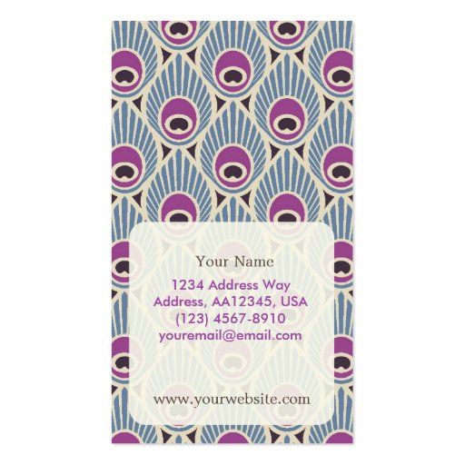 Peacock Feather Pattern Business Card (back side)