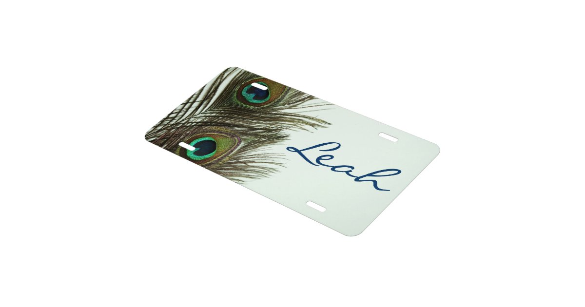 Peacock Feather Personalized License Plate Cover Zazzle