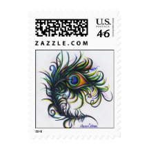 Peacock Feather Postage Stamp